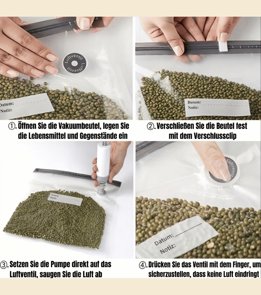 Wiederverwendbare Vakuum-Frischhaltebeutel Set (20-teilig) – Ideal für Vanilleschoten & Lebensmittel