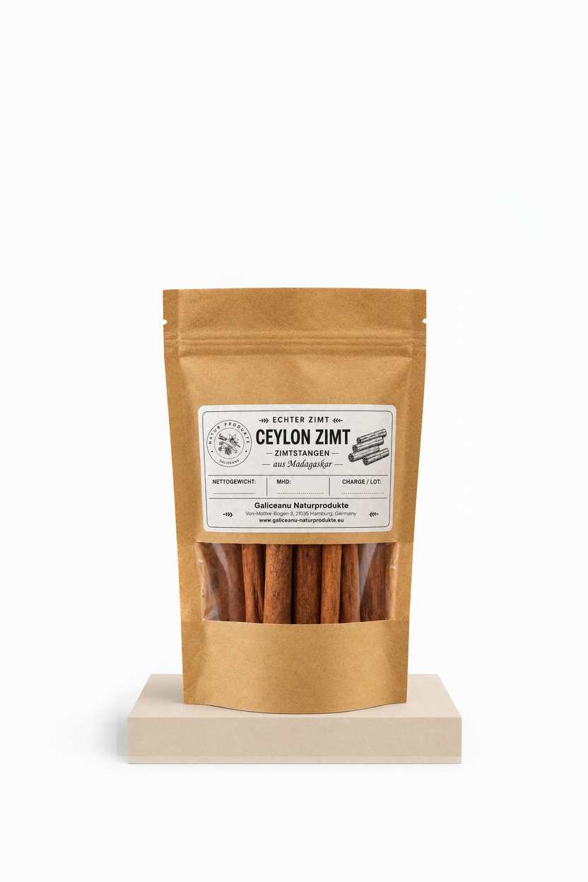Ceylon Zimtstangen aus Madagaskar – echter Zimt 50 g im Kraftpapier-Zipbeutel