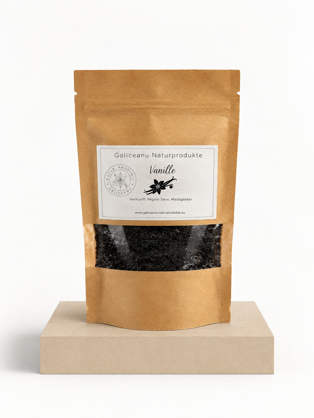 Vanillesamen trocken im Kraftpapierbeutel von Galiceanu Naturprodukte, Region Sava, Madagaskar